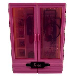 Mattel‎ Barbie Wardrobe Carrying Case Closet 12.5" Height 2018 Pink Pre-Owned